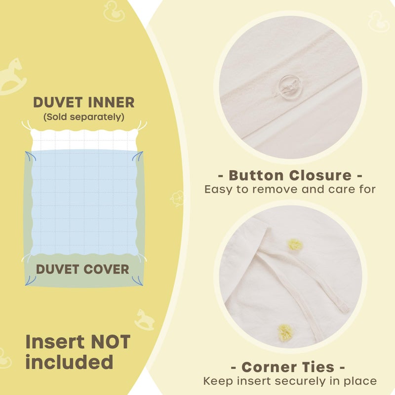 Intelligent Design Kids Duvet Cotton Jacquard Weave Colorful Poms Accent, Shabby Chic Cover for Comforter Cozy Bedding Set, Matching Shams, Decorative Pillows, Twin/Twin XL, Ivory, 4 Piece - Image 4